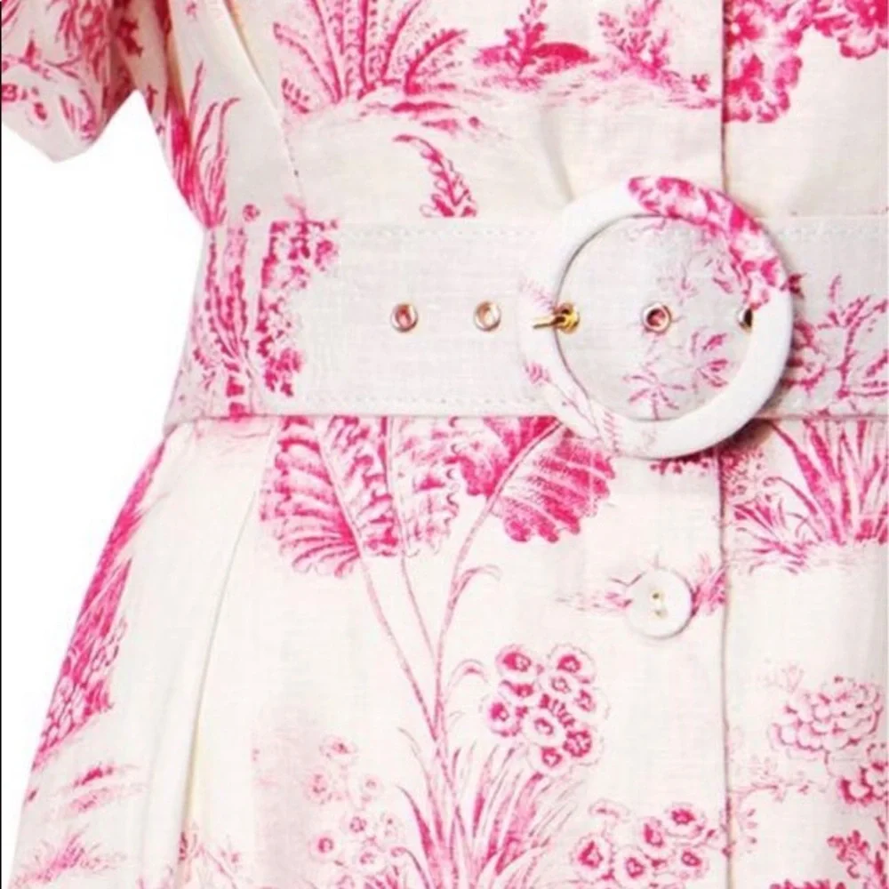 Nicholas Troy Pink Toile French Pattern Midi Dress - Picture 4 of 13